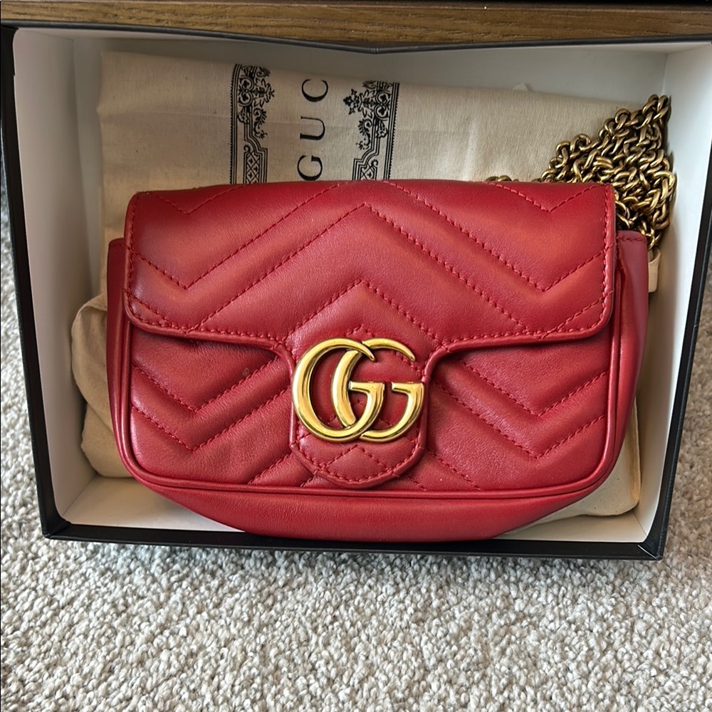 Gucci Red Leather Crossbody Bag
